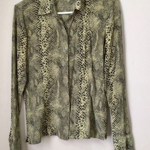 The Limited Silk Snake Print Button Down Blouse/ Shirt
